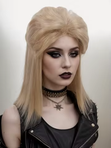 Mullet Wig 70S 80S 90S Disco Hippie Wig Short Blonde Wig Natural Synthetic Hair Daily Party Anime Cosplay Halloween Costume REEW