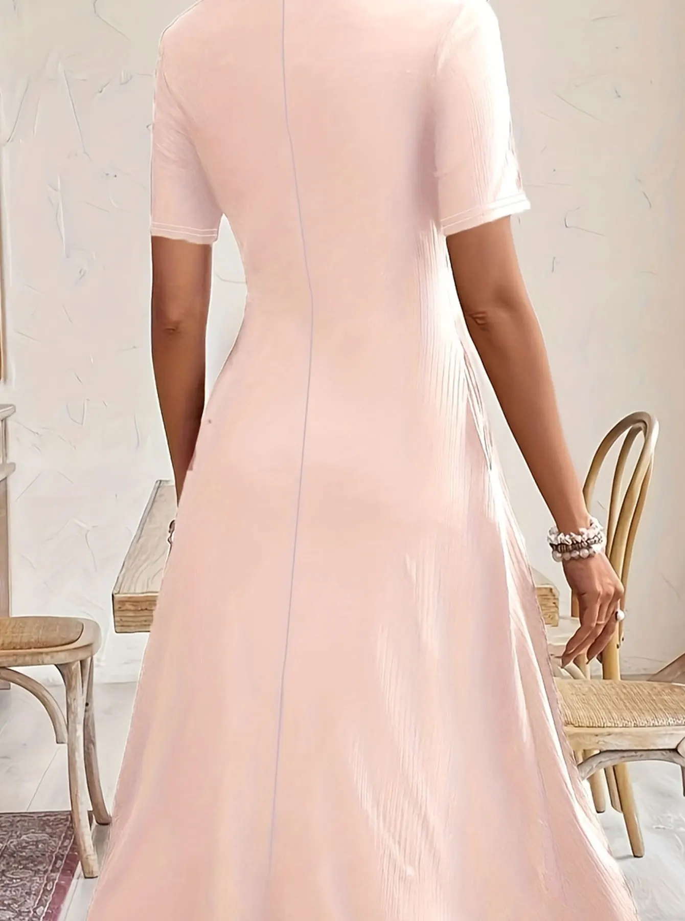 Ping Damen Übergroßes gewebtes Kleid Lässig Bohemian Maxi Sommer A-Linie Lange Kleidung in voller Länge Ping