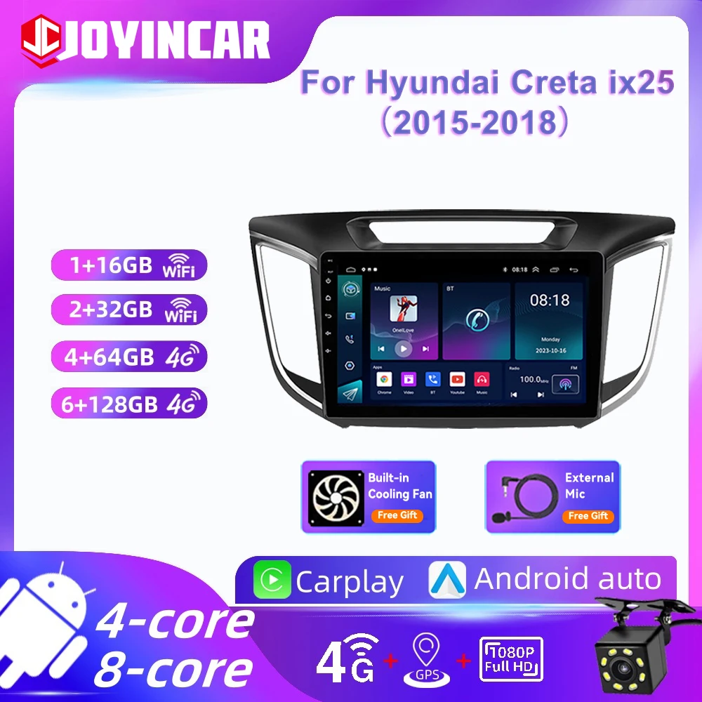 

Android 13 8-ядерный 2 Din автомобильный радиоприемник для Hyundai Creta ix25 2015-2018 мультимедийный видеоплеер GPS 4G Carplay авто стерео RDS