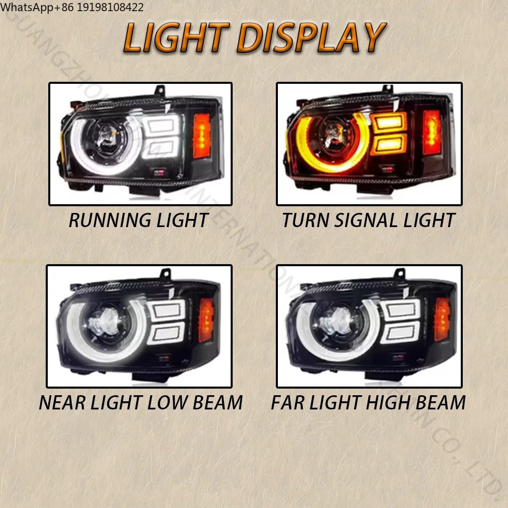 Sindar Auto LED Headlight Assembly Car Modification Head Lamp Accessories for Toyota Hiace 200 2005-2018 Long Van 6000K 12V