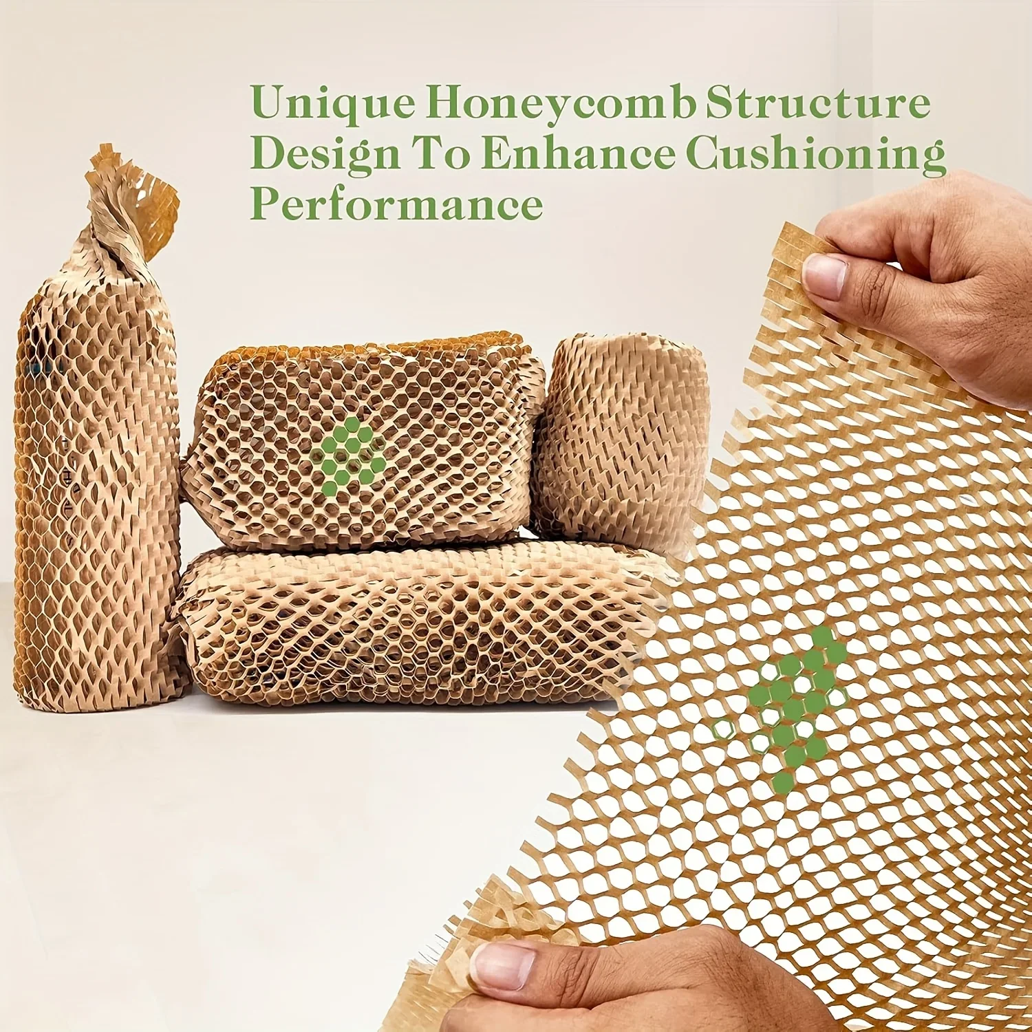 

Honeycomb wrapping paper can be used as a substitute for foam packaging material and comes with 20 stickers for fragile items