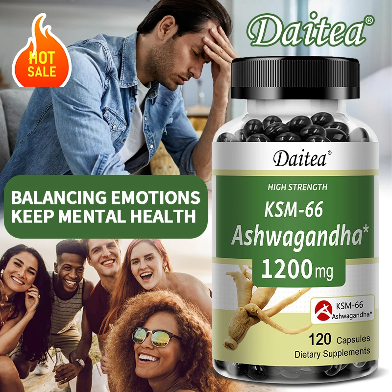 KSM-66 アシュワガンダ カプセル 1200MG - 不安軽減、ストレス軽減、睡眠改善、気分サポート サプリメント