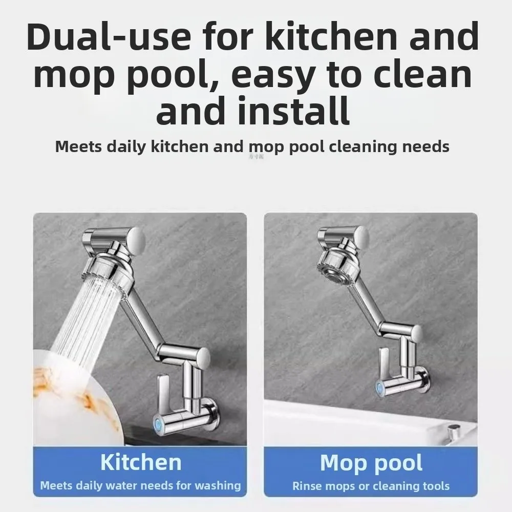 360 ° صنبور ذراع آلي دوار للمياه الساخنة والباردة قابل للتعديل 360 درجة ° بيبكوك دوار موفر للمياه مرن #5