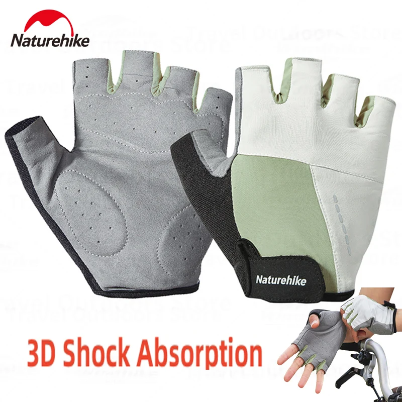 Naturehike Half Cycling Finger Glove Motorcycle Gloves Anti-slip for Riding Fitness Sports Outdoor Climbing 3D Shock Absorbing