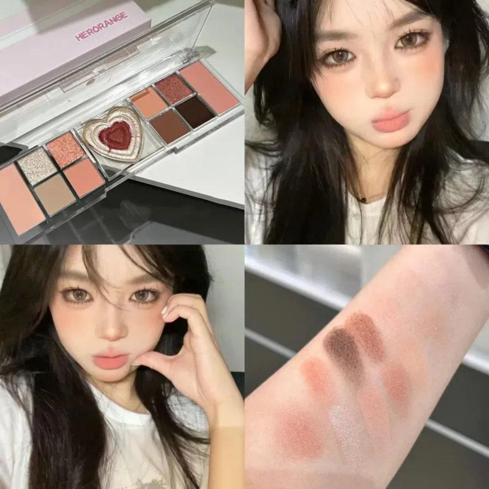 

Love Heart 12Colors Eyeshadow Palette Glitter Blusher Makeup Tool Blusher Highlight Palette Long Lasting Beauty