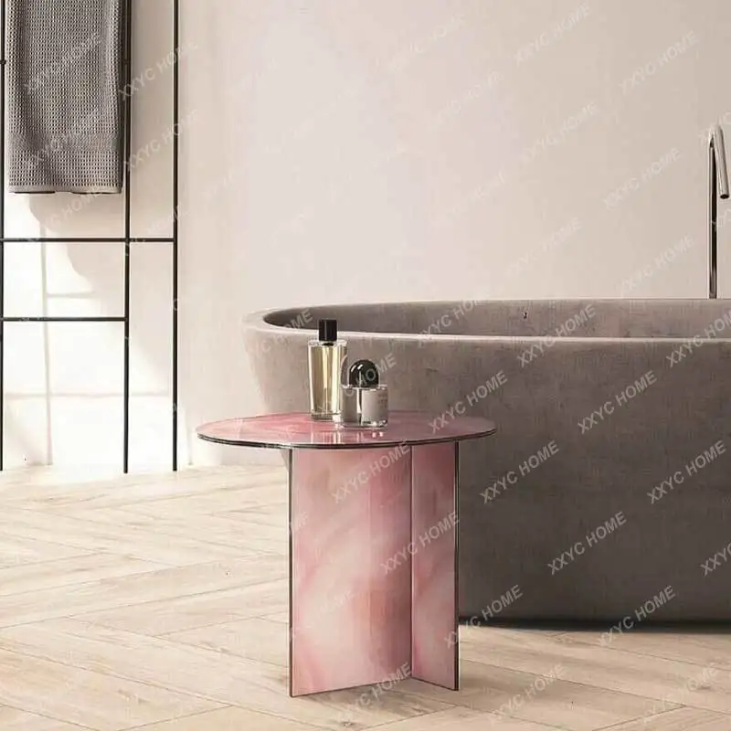 JJNordic Minimalist Water Ripple Glass Coffee Table Italian Round Dream Flowing Color Coffee Table