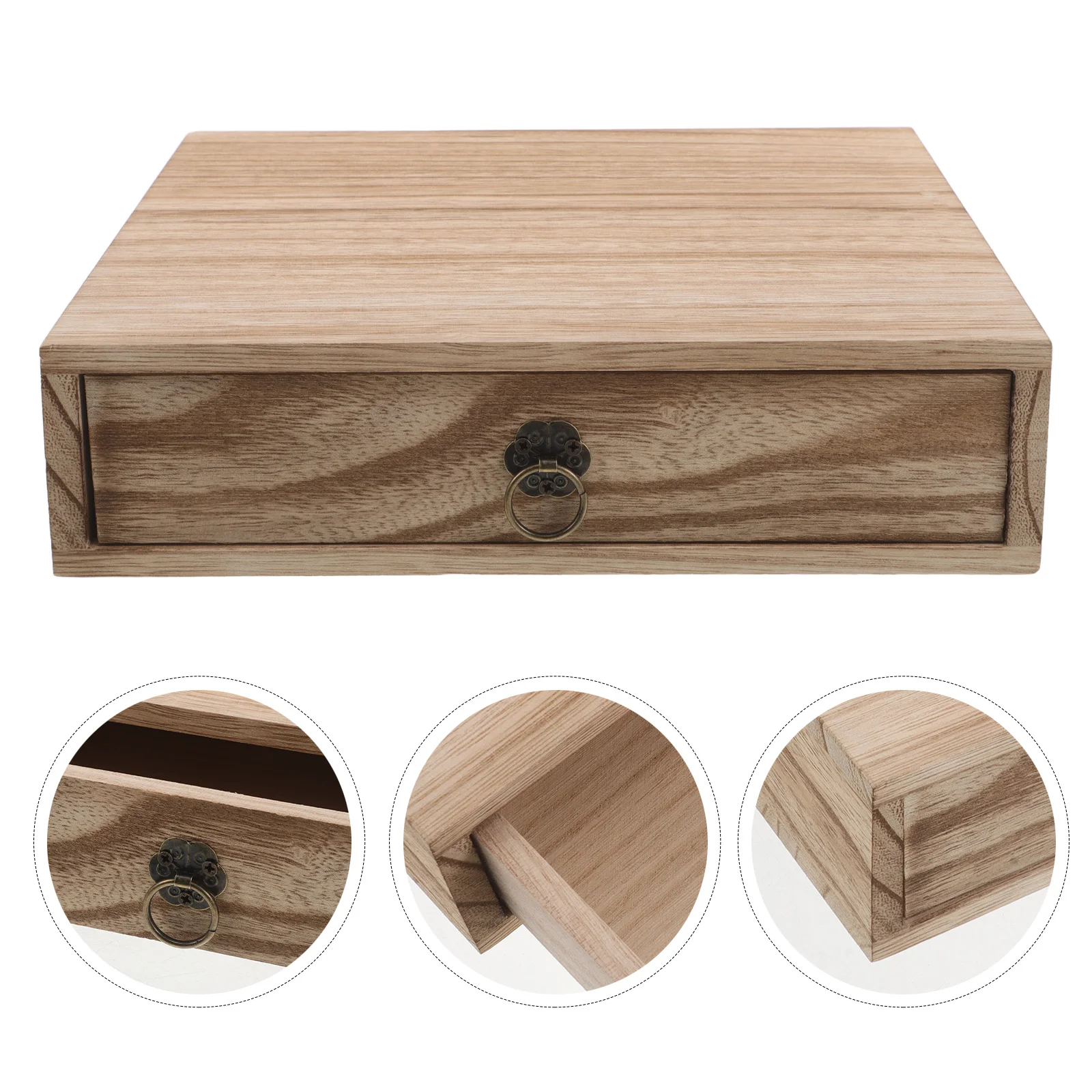 

Solid Wood Vintage Desk Drawer Organizer Compact Wood Storage Box Desktop Organizer for Office School Stationery Small Item