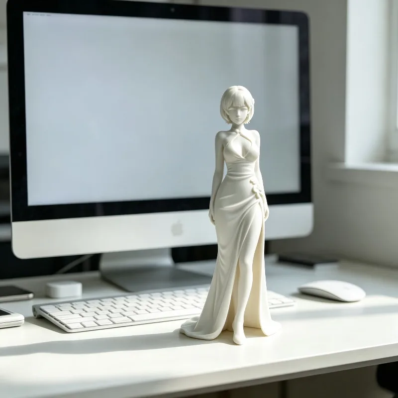 Moderne Minimalistische Göttin Desktop-Skulptur 3D-Gedruckte Trägerkleid-Statue Maßgefertigtes Hochwertiges Tisch-Ornament für Zuhause