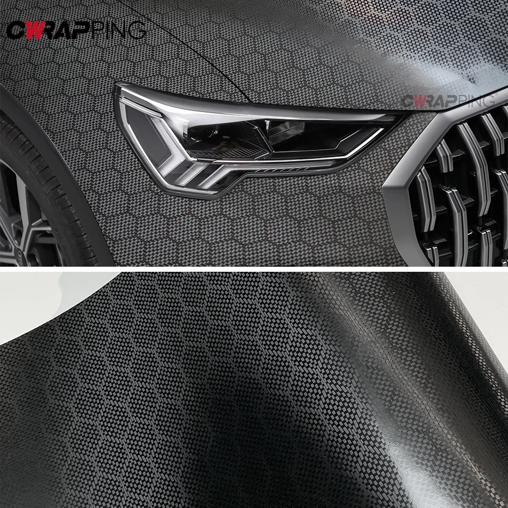 Carbon Fiber Sticker Waterproof Self Adhesive Black  Diamond Forged Carbon Film Color Change Film Stickers for Car Accessories