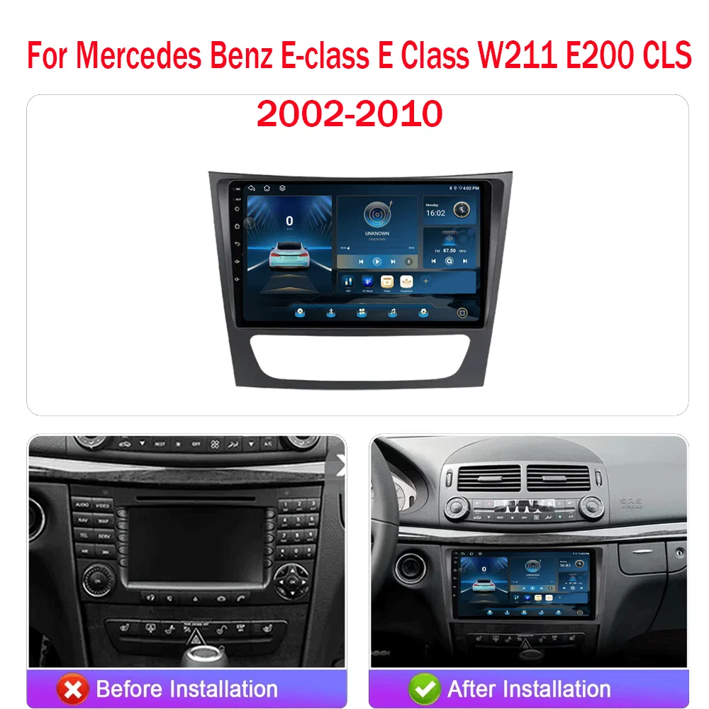 Android 16 Car Radio For Mercedes Benz E-class E Class W211 E200 CLS 2002-2010 Carplay Multimedia Player GPS 5G Wifi CPU Display view 2