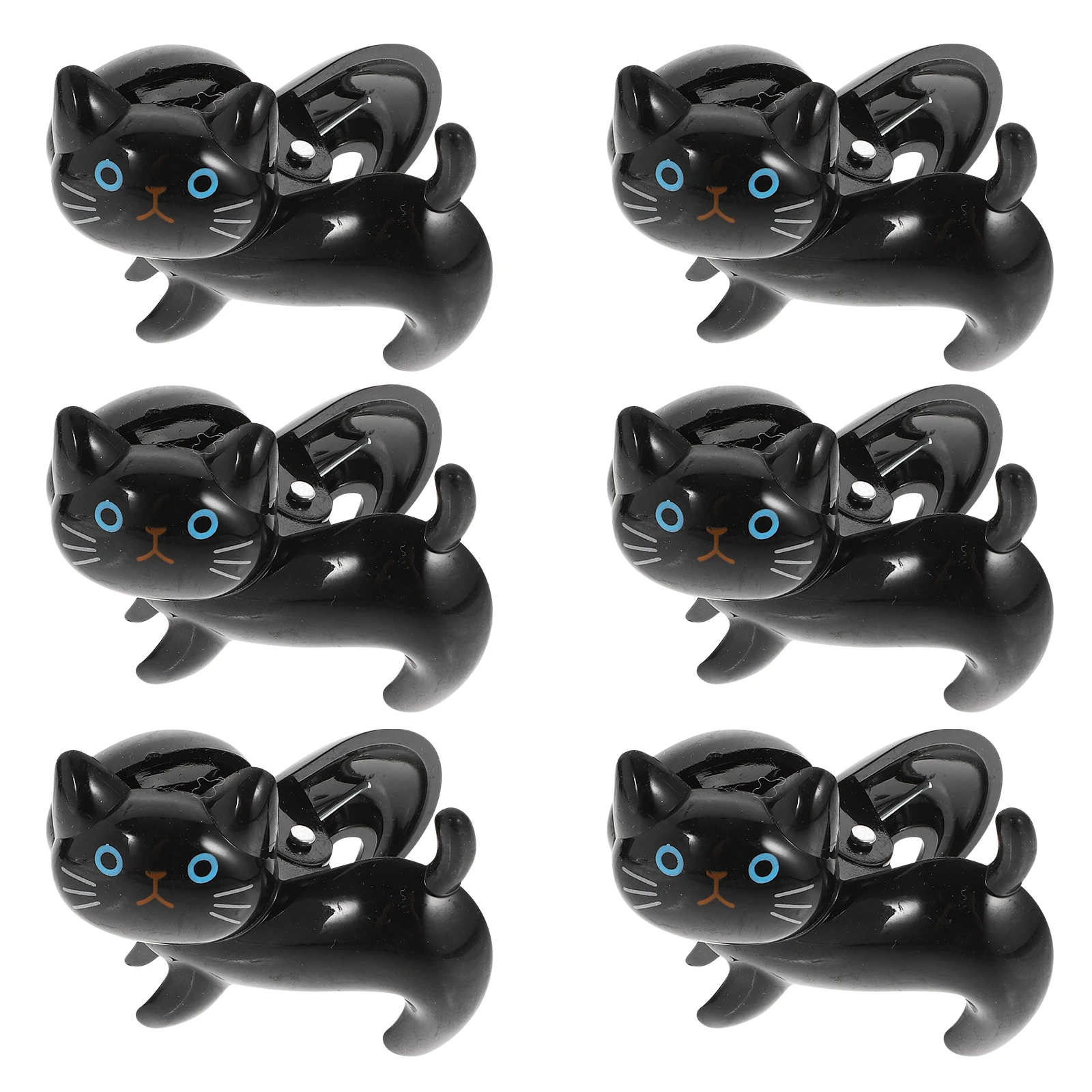 

6pcs Standing Cat Clips Plastic Multi-functional Clothespins Food Sealer Ticket Holder Photo Folder Stable Design Safe