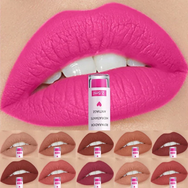 Lápiz labial líquido mate rojo rosa, maquillaje, esmalte de labios hidratante, resistente al agua, duradero, barro labial, taza antiadherente, brillo de labios, maquillaje coreano