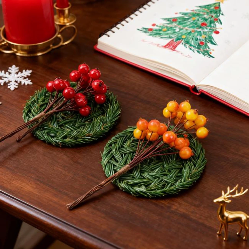 

10Pcs Artificial Flowers Pomegranates Hot Sale Colorful Christmas Festival Party Home Room Decor Wedding Bouquets Hairpin Brooch