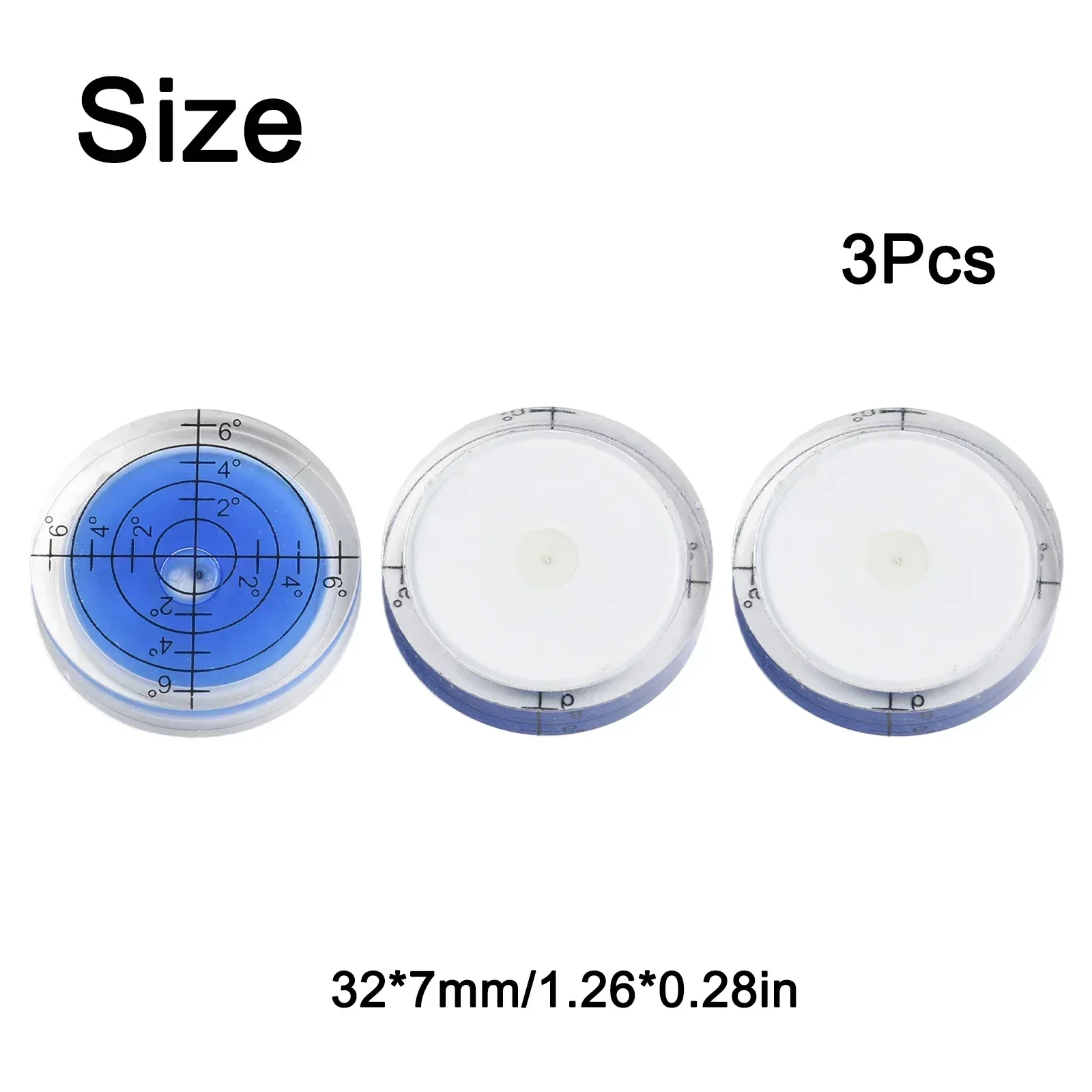 Nível de bolha universal de 32mm, 3 peças, marca de grau de 32mm, bolha circular redonda altamente translúcida