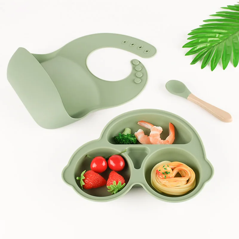 

Children's Car Silicone Meal Tray Baby Partition Suction Cup Car Meal Tray Four-piece Set