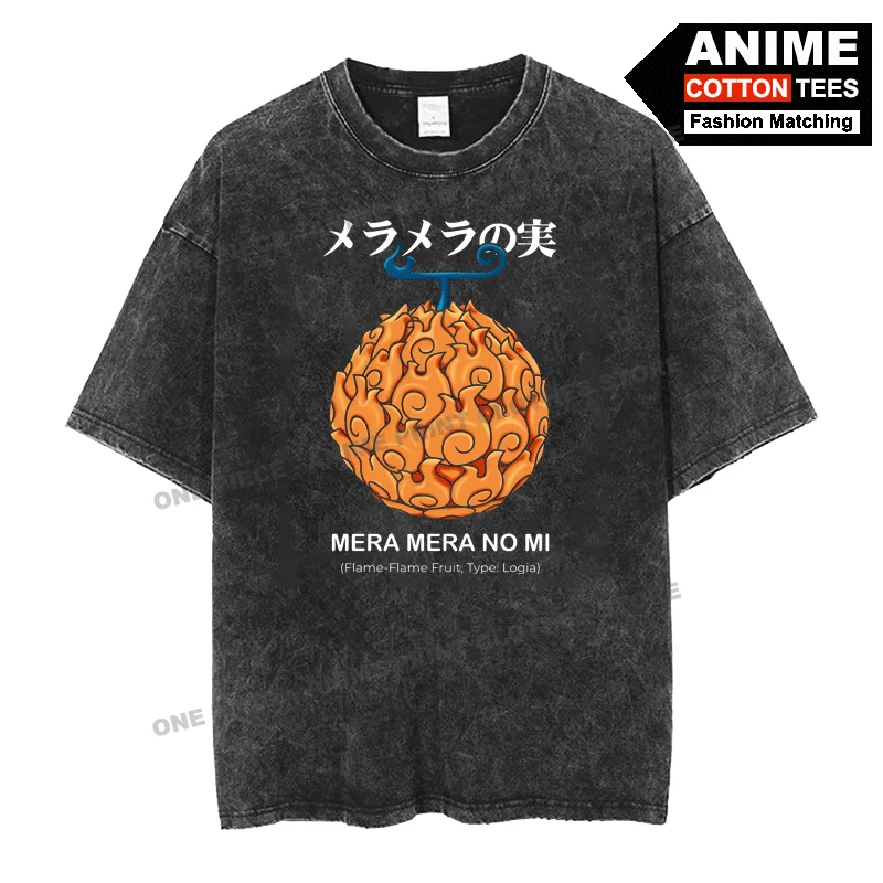 

Anime Peripheral Clothing ONE PIECE - Mera Mera No Mi Print T Shirt y2k Street styl Men Women Short Sleeve Cotton Loose Tees