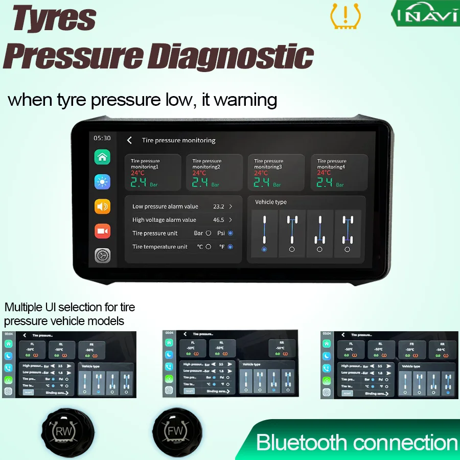 INAVI 6.1 Inch Waterproof LCD Display for Linux Motorcycle Portable Wireless Video Recorder Tire Pressure Monitoring Carplay DVR