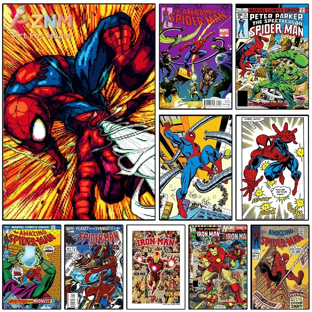 The Amazing Spiderman Doctor Octopus Scorpion Superhero Canvas Wall Art Poster Vintage Marvel Comic Print Picture Home Bedroom