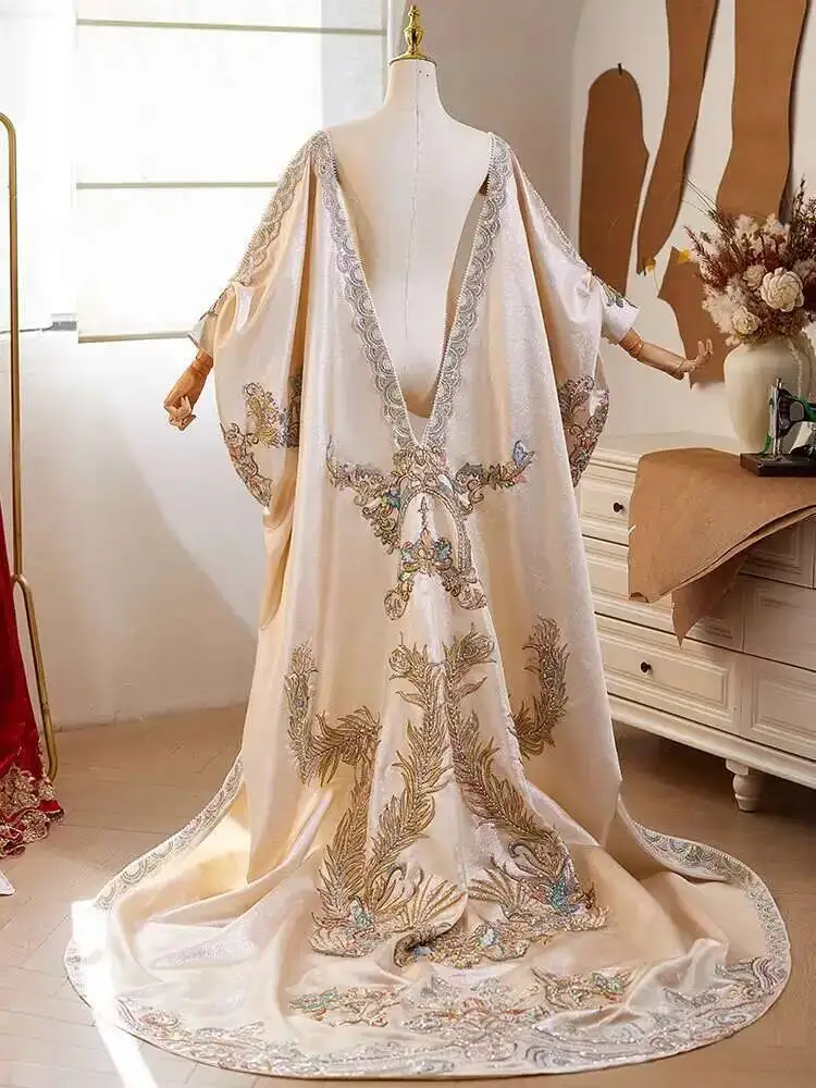Handmade DIY Shawl Luxurious Long Train High-End Feel Host Evening Dress Accessories Photography Exaggerated Props
