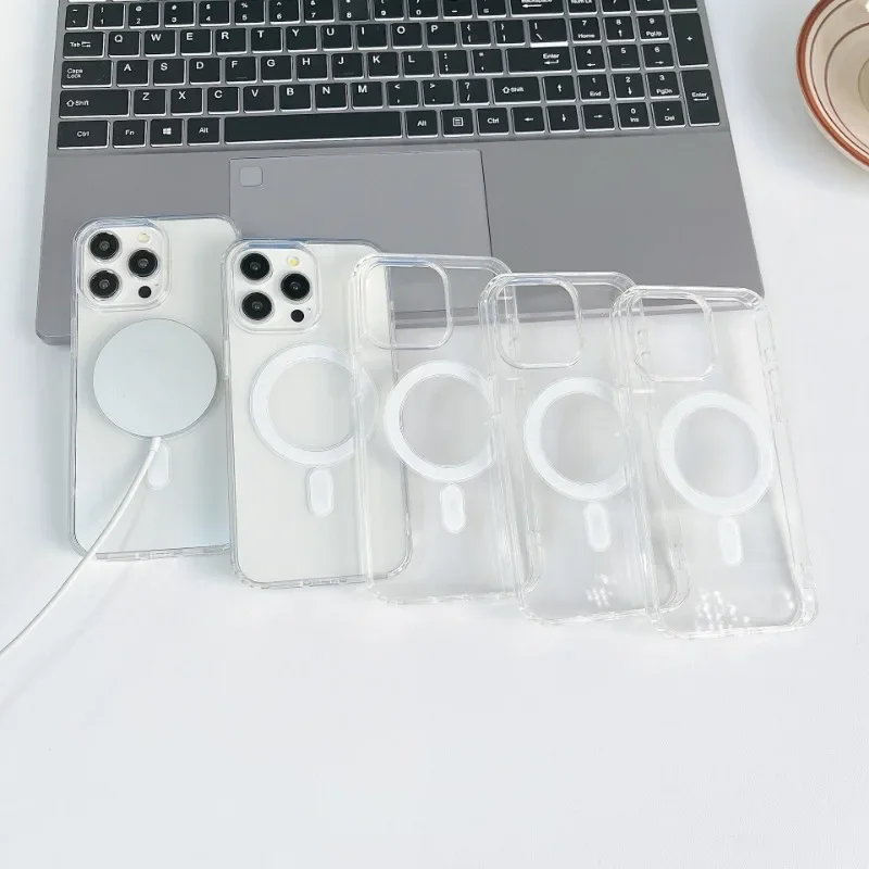 Funda transparente magnética original para Magsafe para iPhone 18 17 16 15 14 Plus 13 12 11 Pro Max carga inalámbrica cubierta trasera 6