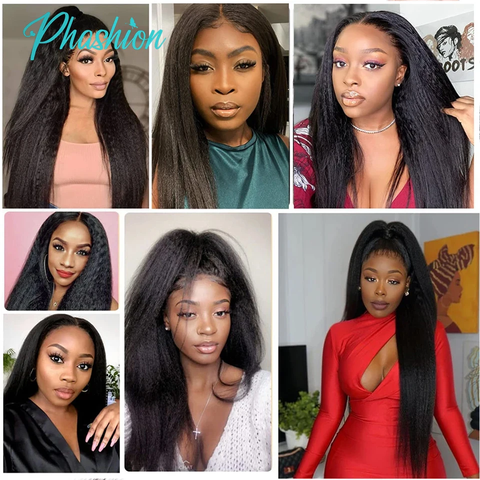 Phashion 7x7 6x6 Kinky Straight Lace Closure Pre Plucked HD Transparent Yaki 4x4 5x5 Closure 100% Remy Human Hair For Women