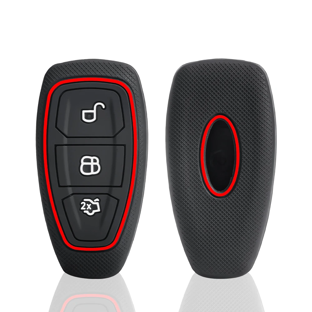 Car Key Pack for Ford ST Line Fiesta Focus Mondeo Ecosport Kuga Puma Edge Escape Metallic Silicone Car Key Fob Case Accessories