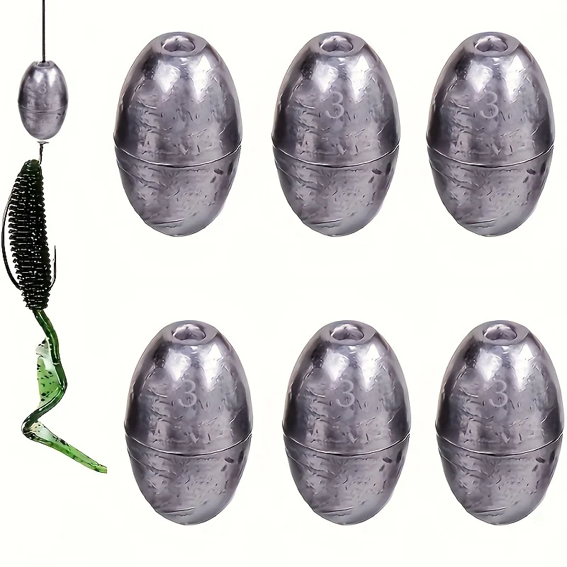 20-Pack Olive-Shaped Hollow Sinker Weights 3g - Iron Lead Alloy Fishing Sinkers with Groove for Sea Fishing, Long Casting, and E