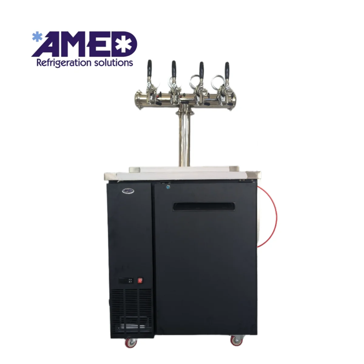 180L 4 Taps Portable Stainless Steel Draft Beer Cooler Dispenser With Electronic Thermostat Compact Small Footprint Design
