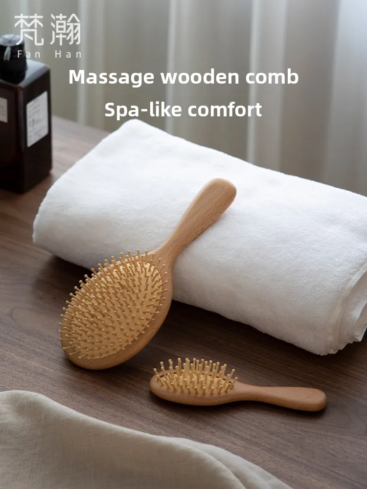 

Portable Real Wood Air Cuion Comb Anti-static Hair Bru Large Board Comb Massage Tool for Hair Care And Sling