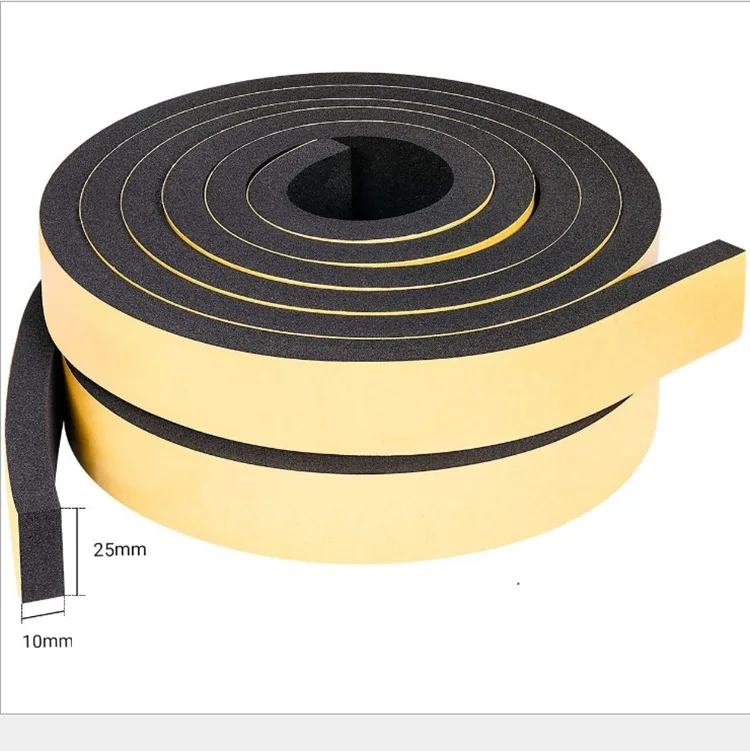 10M Self Adhesive Rubber Sponge Seal Strip, Foam Weather Stripping Door Insulation Tape Anti-Collision Gasket