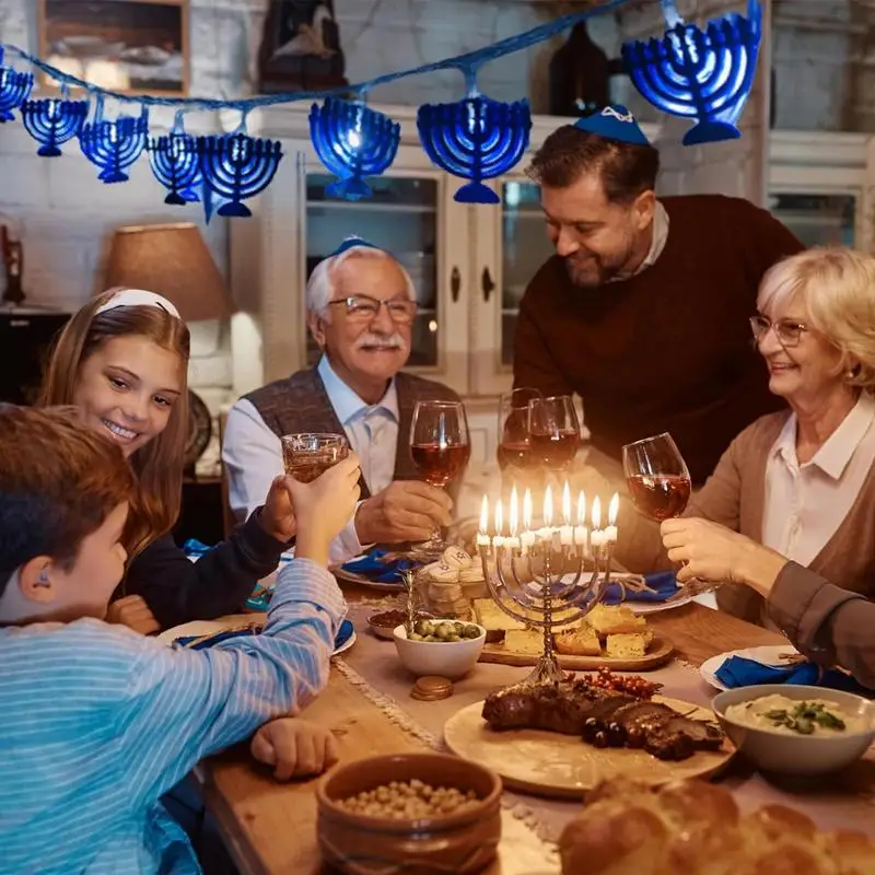 ไฟราวประดับ Hanukkah ไฟตกแต่งหน้าต่างไฟราวประดับ Chanukah ใช้แบตเตอรี่สำหรับเตาผิง