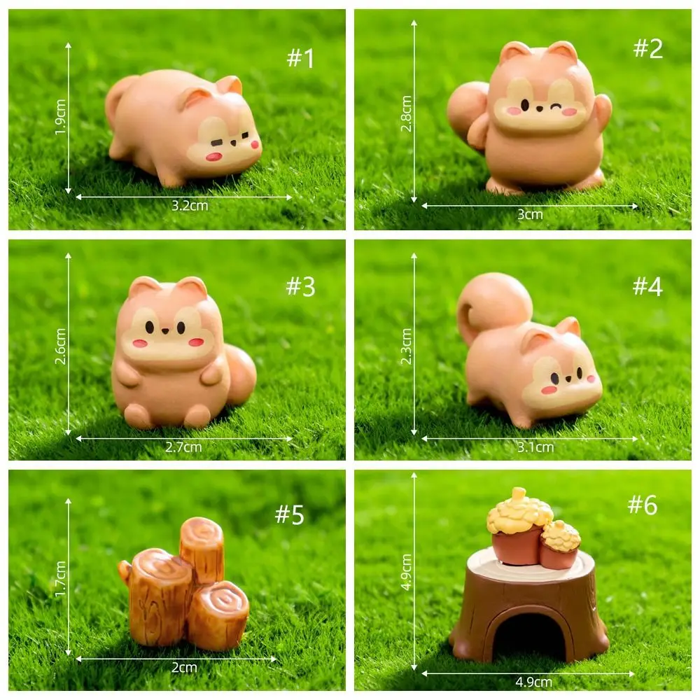 การ์ตูน Mini Tree Hole ตุ๊กตากระรอกงานฝีมือเรซิ่นน่ารักรูปปั้นกระรอก DIY กระรอกเครื่องประดับภูมิทัศน์ Micro เครื่องประดับ