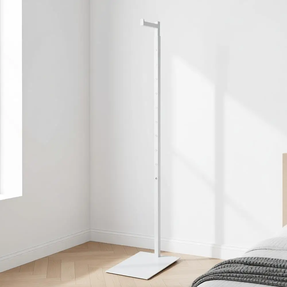 Suporte de Roupas Ajustável Branco com Braço Único - Expositor de Roupas para Varejo