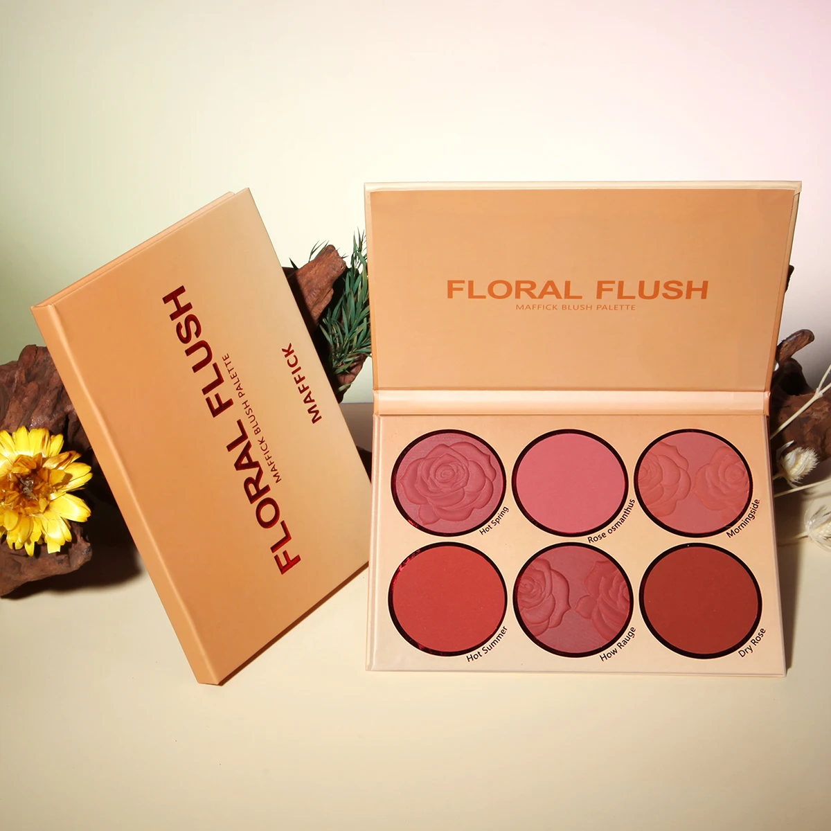 6 Colors Powder blush Orange Warm Autumn and Winter Rose petals Blush plate Makeup