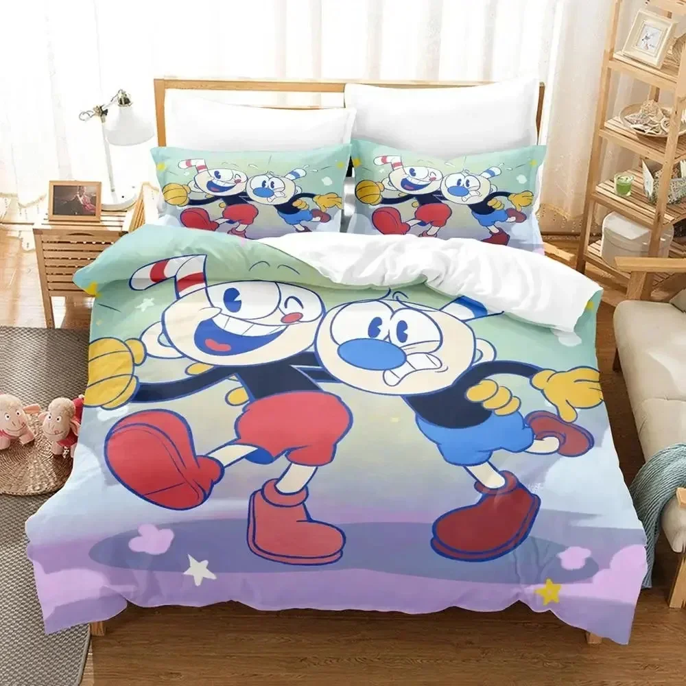 

Комплект постельного белья с рисунком Mugman Cuphead, пододеяльник, комплект постельного белья, пододеяльник, наволочка, одеяло, королевский размер, комплект постельного белья для мальчиков и взрослых