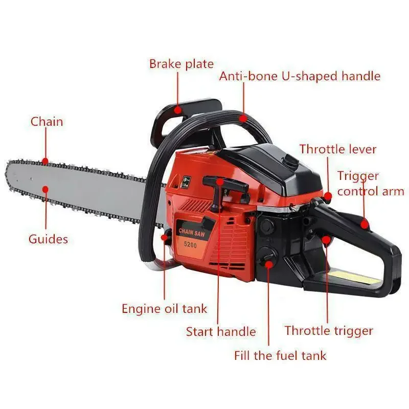 Gas Chainsaw Gasoline Powered Chainsaws Chain Saw Gas 2-Stroke 52cc Heavy Duty 22\