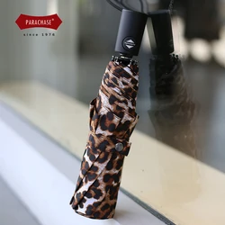 Fashion Women Umbrella Leopard Pattern Parachase Long Handle Umbrella Rain Women Travel Automatic Folding Umbrella Girl 8 Ribs