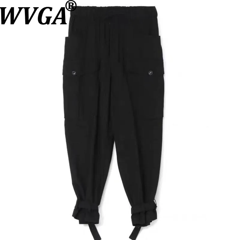 

WVGA Spring Autumn New Man Tide Dark Style Trendy Multi Pockets Adjustable Leg Straps Buckles Niche Chic Casual Pants Ins W21075