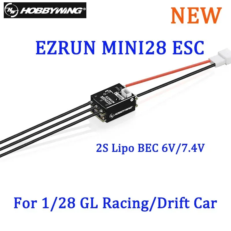 Hobbywing EZRUN MINI28 30A Sensored Brushless ESC 2S Small Size Support Bluetooth Settings For 1/28 1/27 GL Racing Drift Car RC