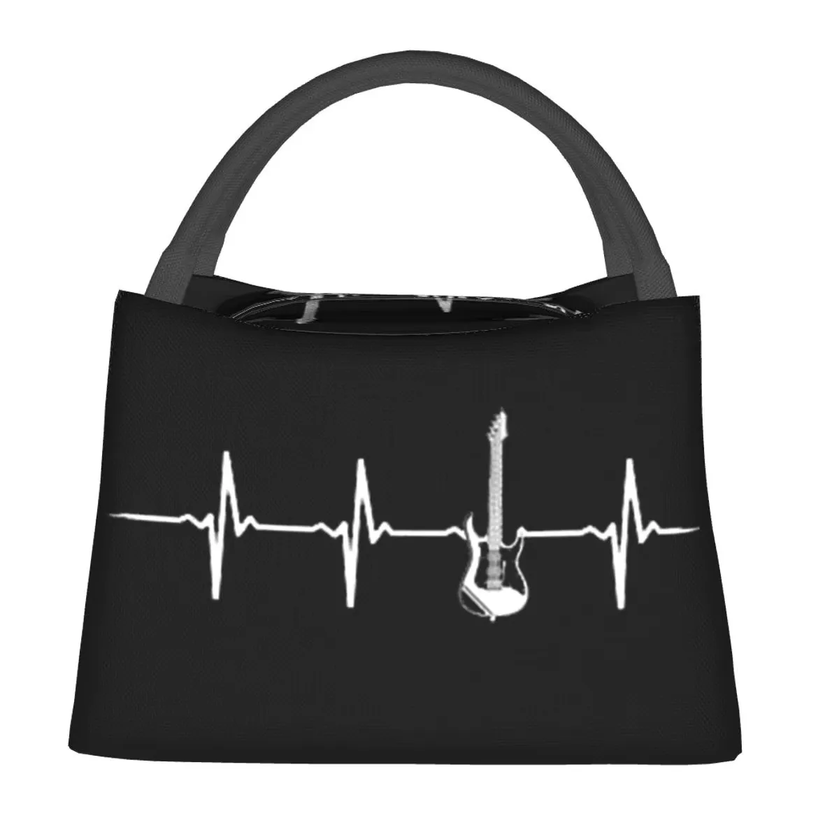 Electric Guitar Heartbeat Insulated Lunch Bag Guitar Print Thermal Tote for Women Children