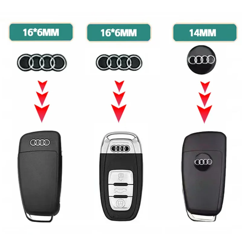 14mm 16mm Aluminium Car Remote Key Sticker Emblem Logo For Audi A1 A2 A3 A4 A5 A6 A7 A8 Q2 Q3 Q4 Q5 Q7 S3 S4 S5 S6 Accessories