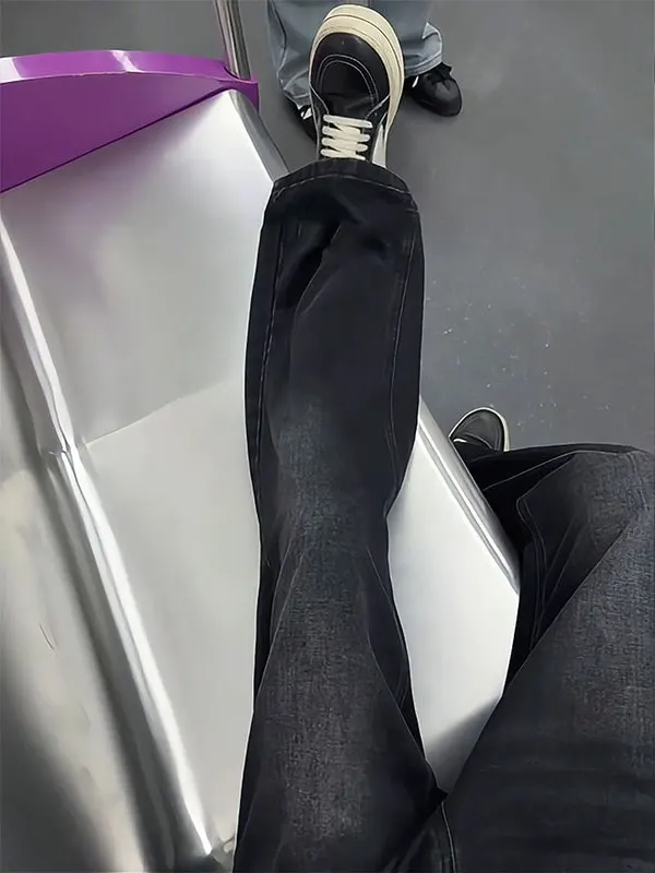 

Мужские джинсы-клеш Bla с высокой талией, удлиненные, прямого кроя, узкие, в американском уличном стиле, осенняя мода