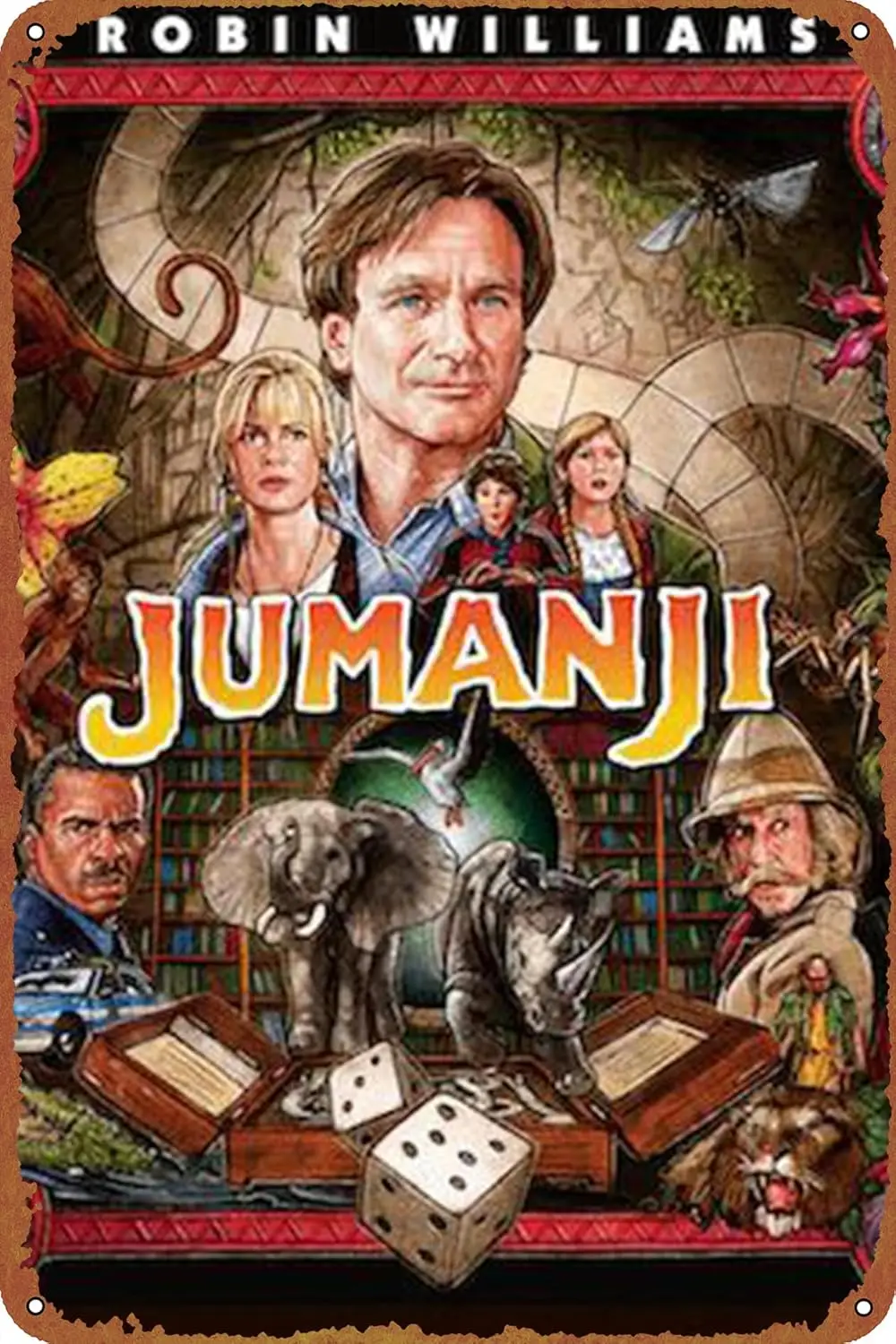 Jumanji Poster Sign Metal Tin Sign Wall Art Decor - Retro Sign for Home Decor Gifts - 8x12 Inch