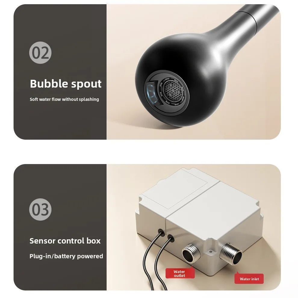 صنبور فني نحاسي مثبت على الحائط، صنبور مستشعر شلال ساخن بارد واحد لحوض الحوض #6