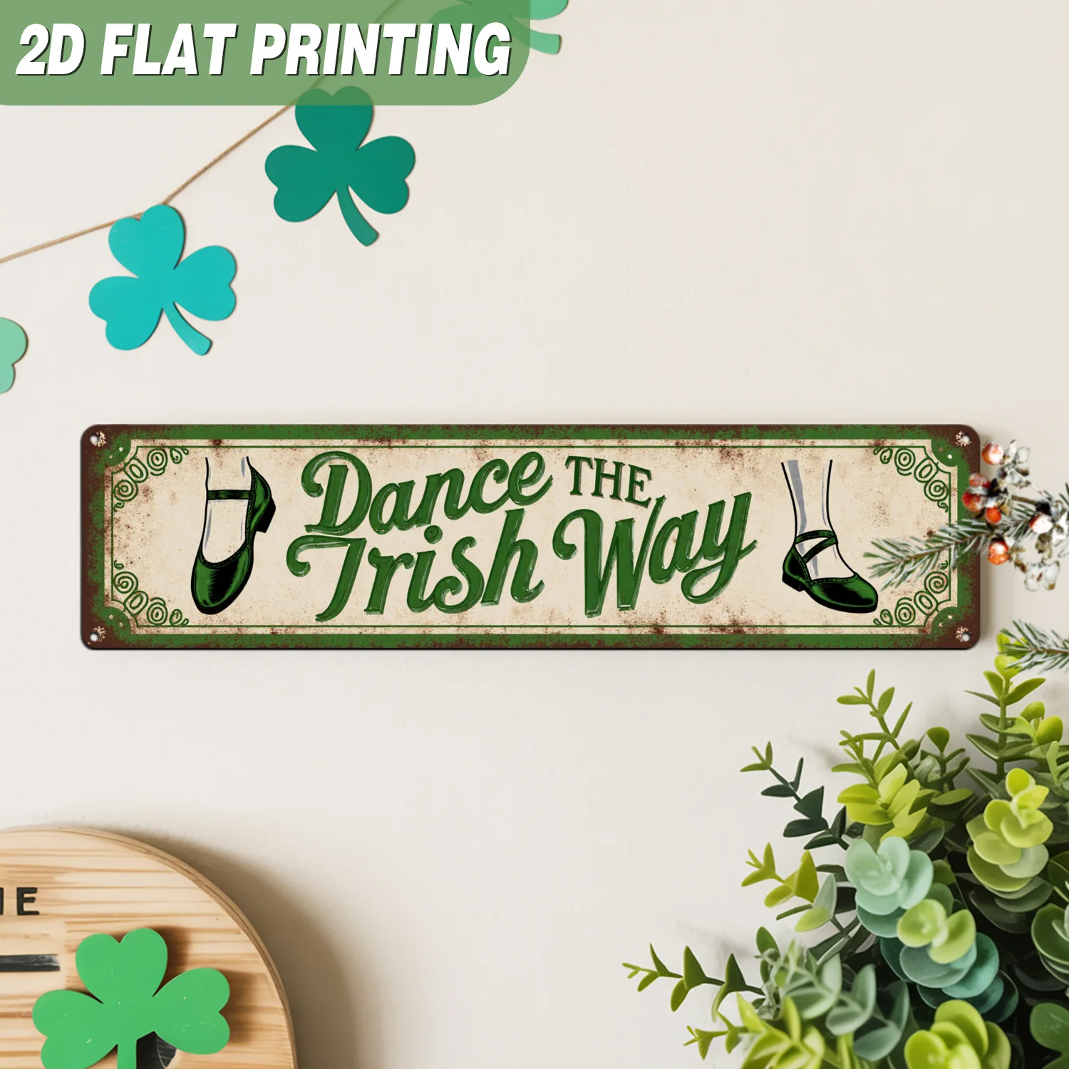 2D Flat, 1pc 1pcs 1pc Irish Dance Wall Art Sign - Vintage Retro Metal Wall Hanging Suitable for St. Patrick's Day, Irish Dance S view 6