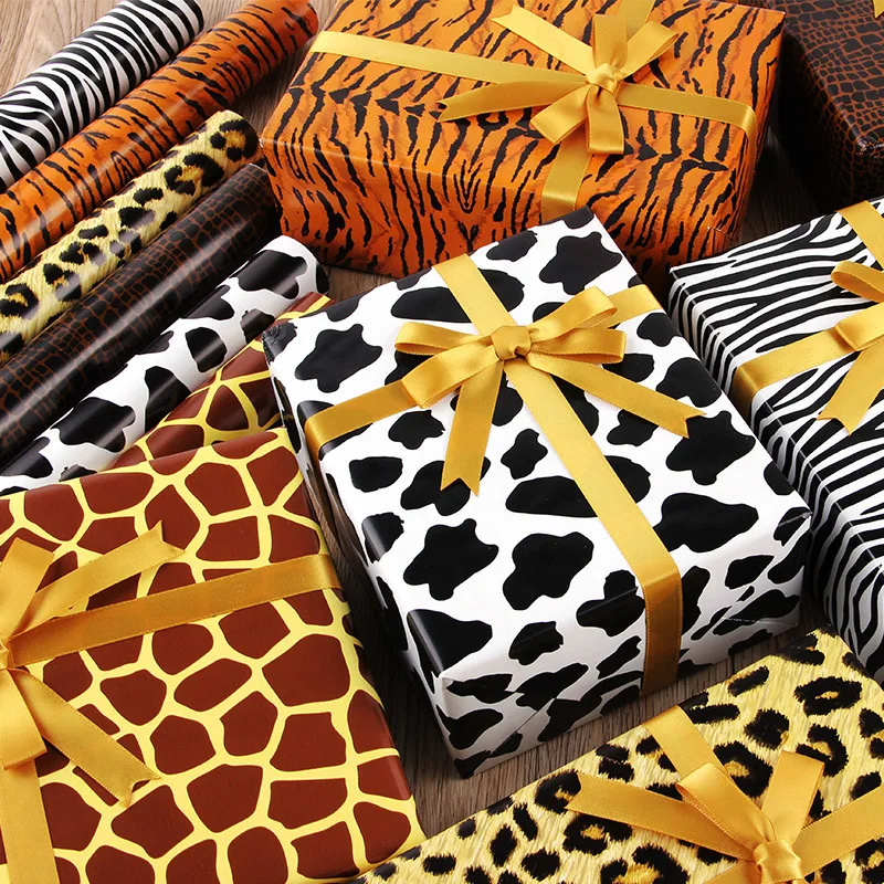 6 Pcs Kinds Animal Leopard Print Wrapping Paper Sheets Roll Packaging for Wedding Kids Holiday Gift Wrap Craft Paper Decor Gifts