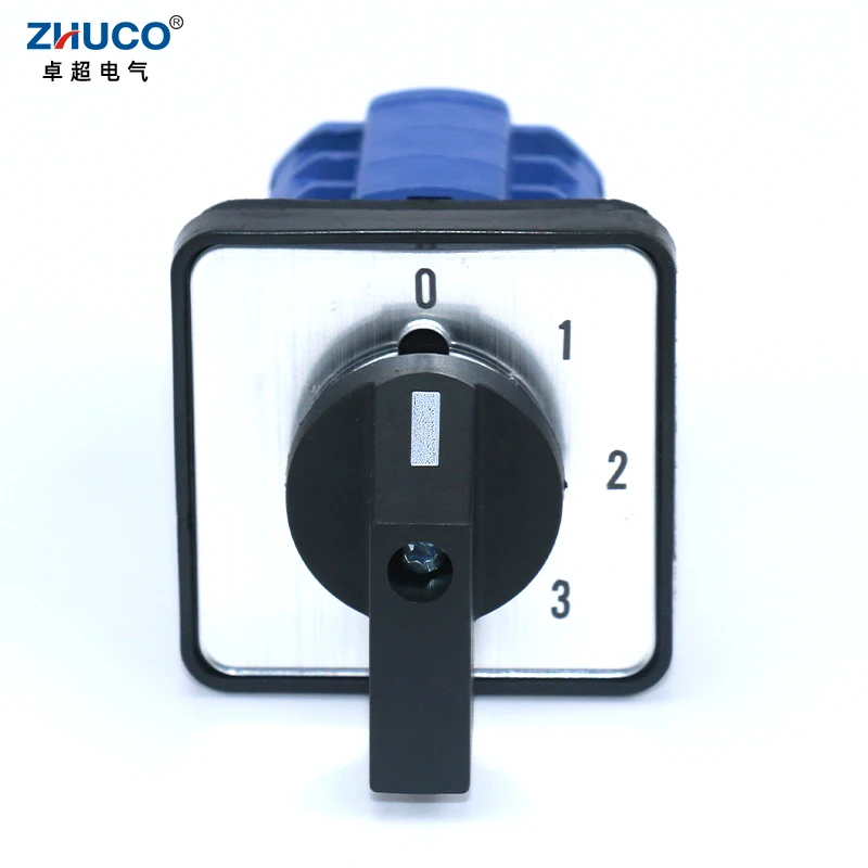 ZHUCO SZW26/LW26-20 Ui 660V 20A 3 Phase 12 Screw Terminals 4 Position Selector Changeover Cam Switch 64X64/48X48 mm Panel Mount