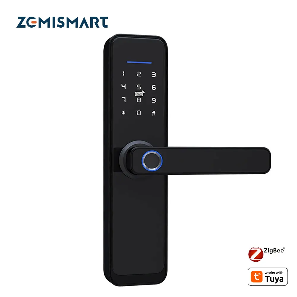 Zemismart Zigbee Alexa Voice Control Door Lock Work with Tuya APP Intelligent Security Lock Encryption with Keys IC Cards