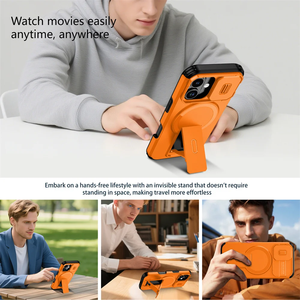Shockproof Foldable Magnetic Stand Phone Case For iPhone 18 17 16 15 14 13 12 11 Pro Max Air 16E Full Body Lens Protection Cover