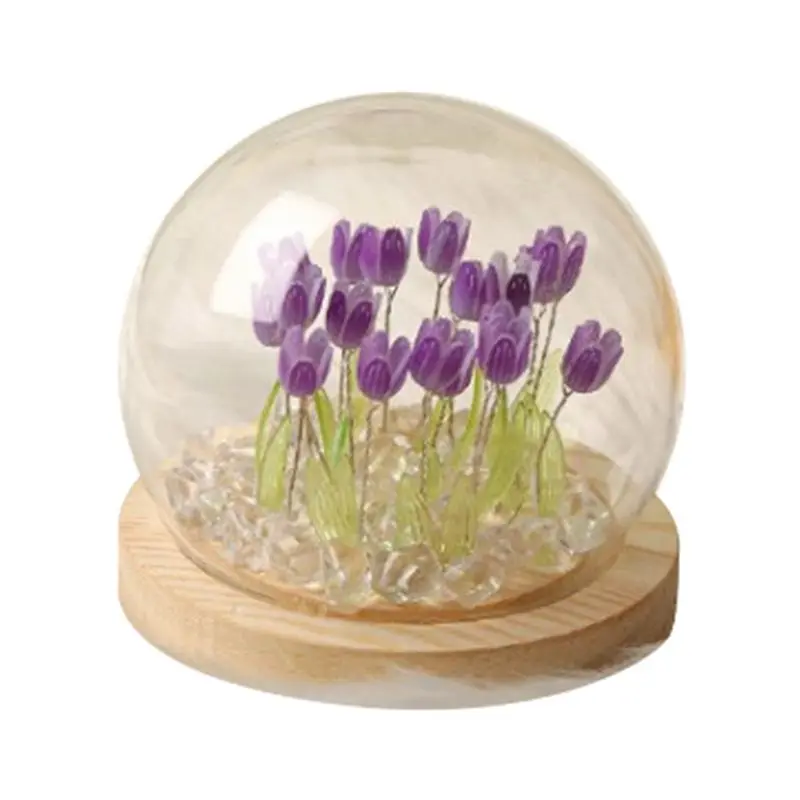 

Изысканный ночник-тюльпан ручной работы (1 шт.) для девочек, для гостиной, настольный светильник, романтическая атмосферная лампа, фиолетовый